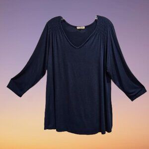 Retrology Sapphire Blue V-Neck Tunic - 1X